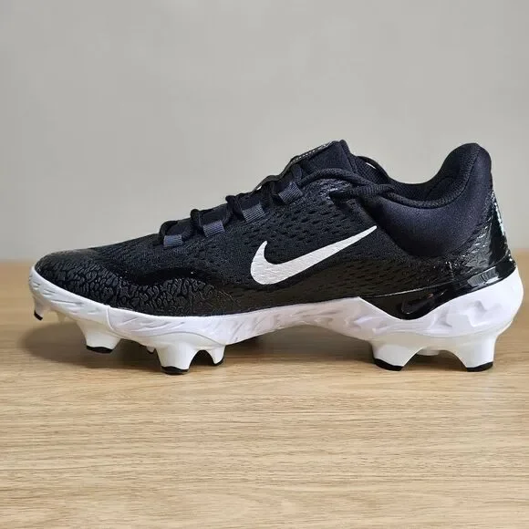 Nike Alpha Huarache Elite 4 Low MCS Baseball Cleats Shoes Black White Size 12